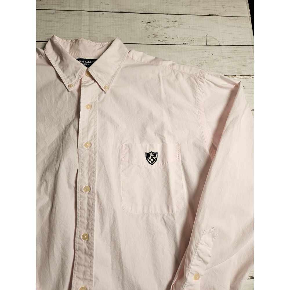 Ralph Lauren Golf Mens XL Tilden Pink Cotton Button Down Shirt RL Crest Shield